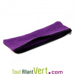 Trousse plate mauve en chanvre biologique, 21x6,5 cm