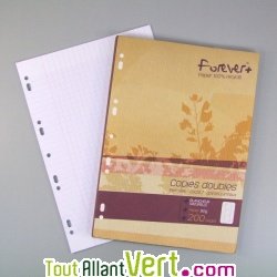 Copies doubles recycl�es Grand carreaux 90g, A4, lot de 50 Forever