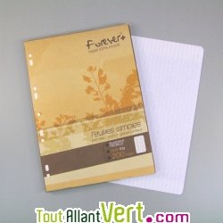 Feuilles simples recycl�es Grand carreaux 90g, A4, lot de 50, Forever