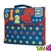 Cartable enfant Lion bleu en coton bio 28x34x8cm