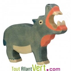 Hippopotame en bois 19 cm, figurine pour enfant Holztiger