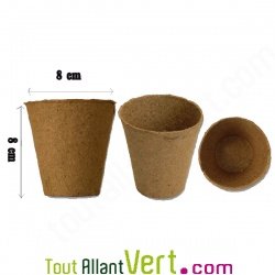 Pots biod�gradables semis et boutures pour planter sans d�poter, 8x8cm ronds en lot de 30