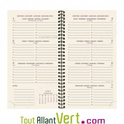 Agenda semainier recycl� 2012 9x16cm rouge Polypro