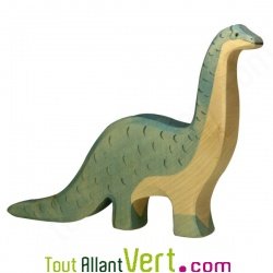 Brontosaure en bois, dinosaure bleu herbivore 21 cm