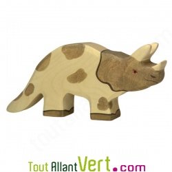 Triceratops en bois, dinosaure � trois cornes 17 cm