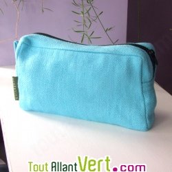Petite trousse de toilette, chanvre bio, 7x11x20cm, turquoise