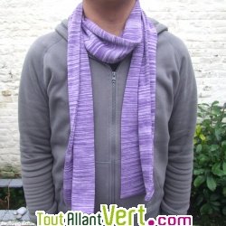 Echarpe longue tricot�e en chanvre, Mauve 210 cm