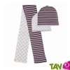 Bonnet b�b� r�versible et �charpe assortie Mauve/Marron en coton bio