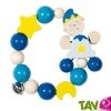 Hochet b�b� bois bleu et clochette sur �lastique, Heimess