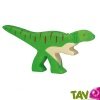 Allosaure en bois, dinosaure vert � la longue queue, 20 cm