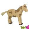 Cheval en bois debout, blanc tachet�, 15 cm, Holztiger
