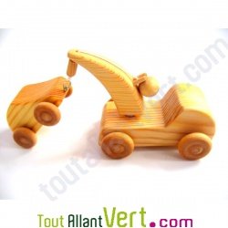 D�panneuse avec voiture en bois 20x6 cm