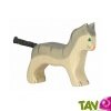 Chat gris en bois debout 6 cm