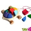 Tortue sur roulette � tirer et 10 cubes puzzle, 24 cm