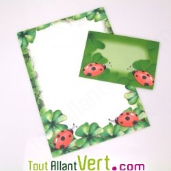 Papier � lettre et enveloppes Coccinelles 100% recycl�