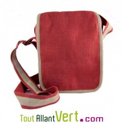 Sac � bandouliere Verona chanvre bio, 20x28x10cm rose/naturel
