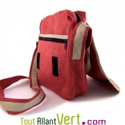 Sac � bandouliere Verona chanvre bio, 20x28x10cm rose/naturel