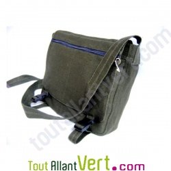 Sac � bandouli�re urbain Besace, chanvre biologique, 35x29x10cm, vert