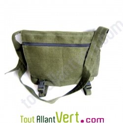 Sac � bandouli�re urbain Besace, chanvre biologique, 35x29x10cm, vert