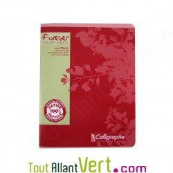 Cahier recycl� Grand carreaux 17x22cm 96p Rouge Forever