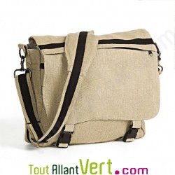 Sac � bandouli�re urbain Besace Deluxe, chanvre biologique, 37x30x18cm, naturel