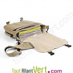 Sac � bandouli�re urbain Besace Deluxe, chanvre biologique, 37x30x18cm, naturel