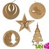 Lot de 5 d�corations de no�l suspensives en 3D pour sapin de No�l en bois