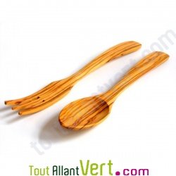Couvert � salade en bois d'olivier, 30 cm