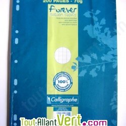 Copies doubles recycl�es A4 - 200 pages - Grand carreaux 70g Forever