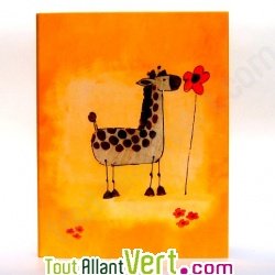 Classeur � base de papier recycl�, 2 anneaux, A4, dos 3 cm, motif girafe