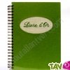 Livre d'or recycl� � spirale, brod� sur lin, 21x29,7cm, 60 pages 175g