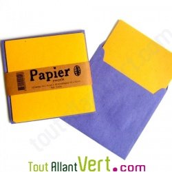 Enveloppes recycl�es rustiques bleu 90g, 15x15 + cartes jaune 250g, 14x14, lot de 10