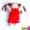 Poup�e chiffon en coton bio, blanc et rouge, 25 cm