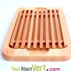 Planche � pain en bois de h�tre FSC 40x23.5x3.5cm avec ramasse-miettes