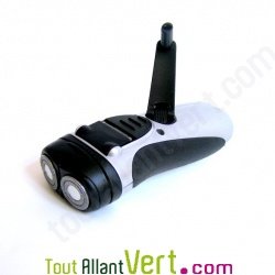 Rasoir �lectrique � dynamo 2 t�tes rotatives sans piles Piranha
