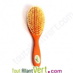 Brosse cheveux plate en bois, poils de soies naturelles