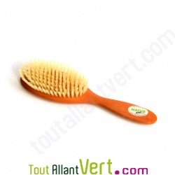 Brosse cheveux plate en bois, poils de soies naturelles