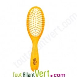 Brosse cheveux ovale plate en bois, picots en bois