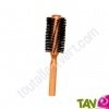 Brosse cheveux ronde en bois, poils naturel de sanglier