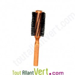 Brosse cheveux ronde en bois, poils naturel de sanglier
