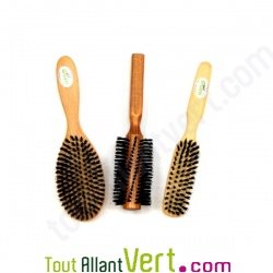 Brosse cheveux en bois, poils naturel de sanglier