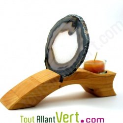 Arche en bois et son agate + bougie dans un pot en verre, 20 cm