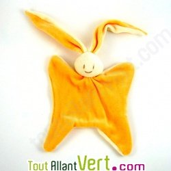 Doudou souriant jaune en coton bio