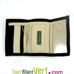 Portefeuille trois volets, chanvre biologique, 9x14cm, marron Portefeuille trois volets, chanvre biologique, 9x14cm, marron