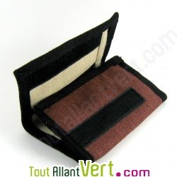 Portefeuille trois volets, chanvre biologique, 9x14cm, marron
