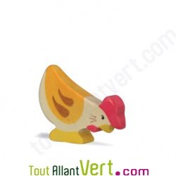 Poule en bois qui picore 6,5 cm