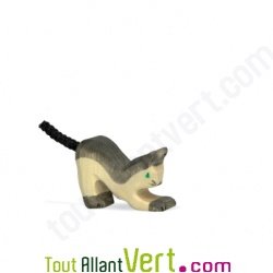 Petit chat en bois pr�t � bondir 3,3 cm