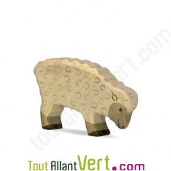 Mouton blanc en bois qui broute 7 cm