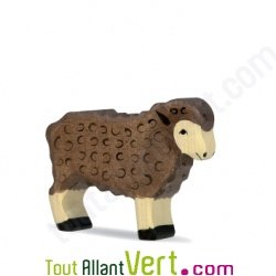 Mouton marron fonc� en bois debout 7,5 cm