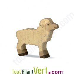 Agneau blanc en bois debout 6,5 cm
